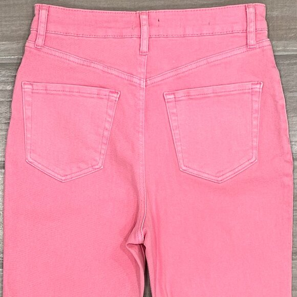Wild Fable Highest Rise Extreme Flare Raw Hem Jeans in Pink Women's Size 6/28 - Picture 8 of 16
